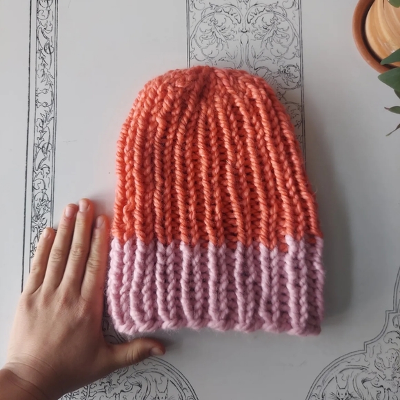 Hand Knit Chunky Pastel Beanie - Picture 2 of 4